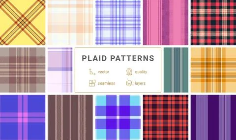 Clean plaid collection presentation templates. Orderly tartan grids support.. Stock Illustration