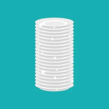 Clean plates stack isolated. fresh dishes. Vector illustration Stock Illustration