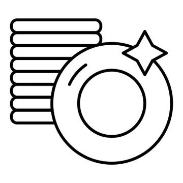 Clean plates thin line icon. Stack of plates vector illustration isolated on Stock Illustration