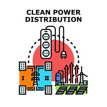 Clean power distribution delivering renewable green energy Stock Illustration