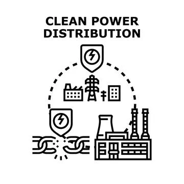 Clean power distribution vector concept illustration Ilustración de archivo