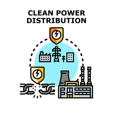 Clean power distribution vector concept illustration Ilustración de archivo