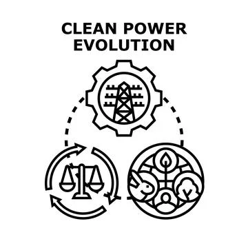 Clean power evolution diagramming sustainable energy transition Stock Illustration