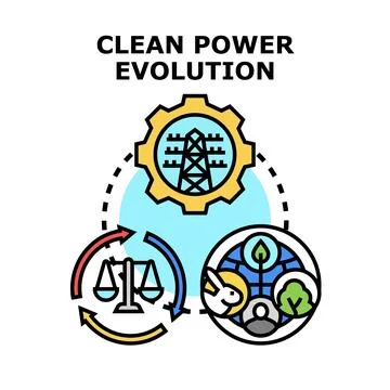 Clean power evolution diagramming sustainable energy transition Stock Illustration