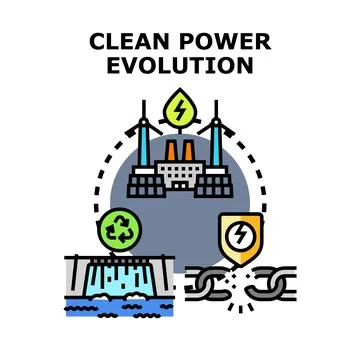 Clean power evolution driving renewable energy transition Stock Illustration