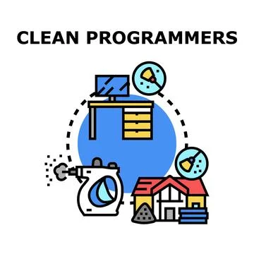 Clean programmers maintaining an organized workspace and environment Stock Illustration