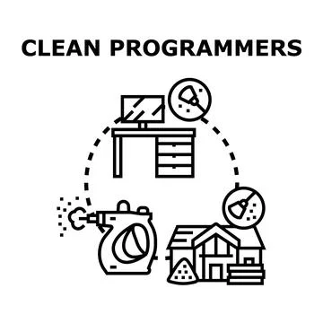 Clean programmers maintaining an organized workspace and environment Stock Illustration