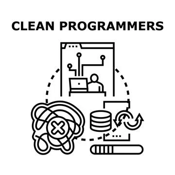 Clean programming processing data optimizing software development 스톡 일러스트