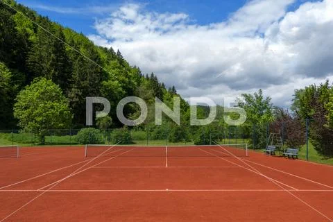 Clean pulled tennis court after the spring overhaul Stock Photos