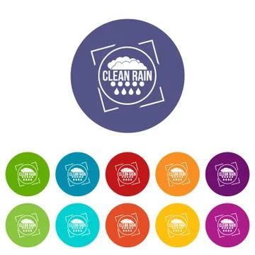 Clean rain icons set vector color Stock Illustration