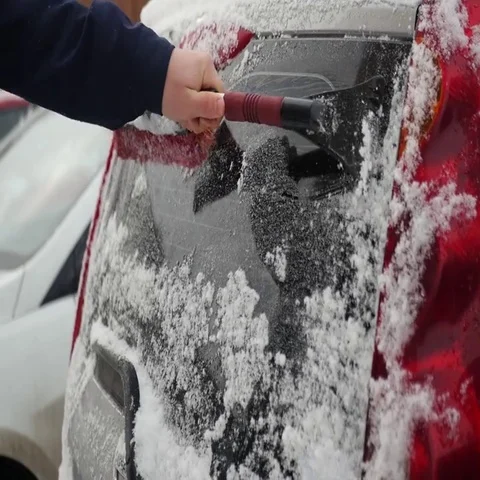 Clean the rear stack from ice Stock Footage 69611800