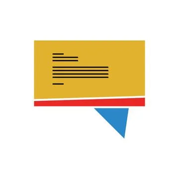 Clean, rectangular speech bubble with text lines, ideal for communication, .. 库存插图