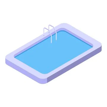 Clean rectangular swimming pool with metal ladder on white background Stock Illustration