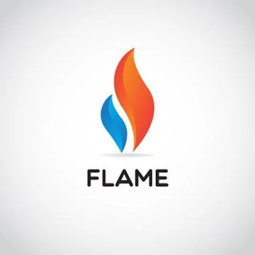 Clean Red Blue Fire Flame Logo Sign Symbol Icon Stock Illustration