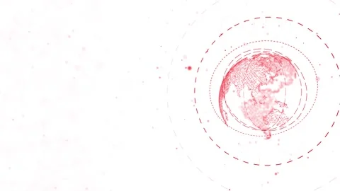 Clean red global orbit visual with white copy space, soft particles, network lin Stock Footage 340550567