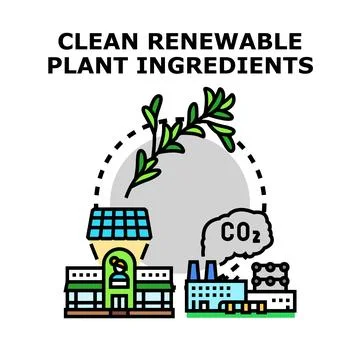Clean renewable plant ingredients manufacturing process concept Stock Illustration