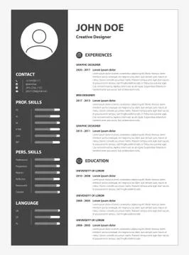 Clean resume application form. Career experience document concept, job list Stock Illustration