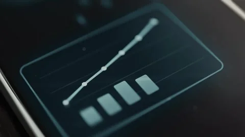 Clean rising line with six nodes appears over five rectangular bars 動画素材 343374837