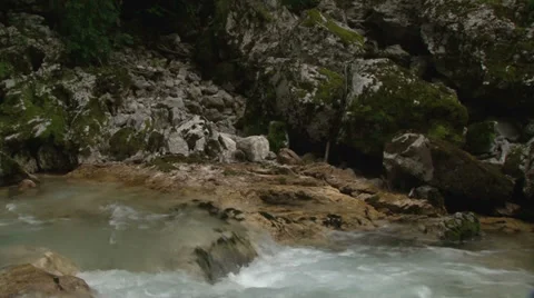Clean river and rocks, river clean water, waterfall mountain river, slow motion Video stock 37231231