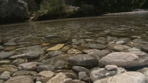 Clean river and rocks, river clean water, waterfall mountain river, slow motion Video stock 37231470