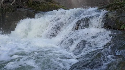 Clean river in the mountains with a small waterfall Stock Footage 329103493
