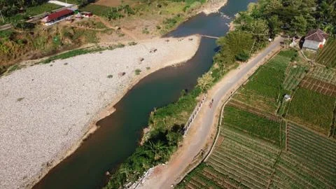A clean river with a path along the river Foto stock