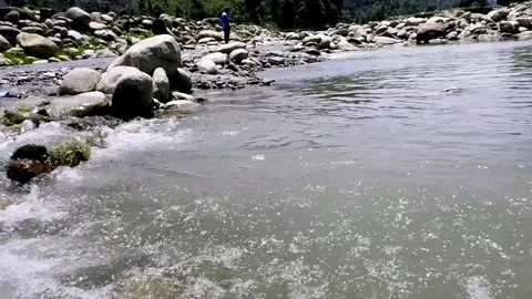 Clean River Water Flowing Through Pristine Natural Landscape Stock Footage 339531508