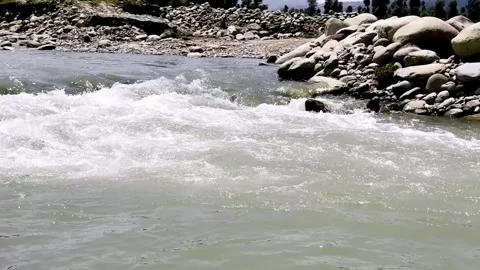 Clean River Water Flowing Through Pristine Natural Landscape Видео 339531701