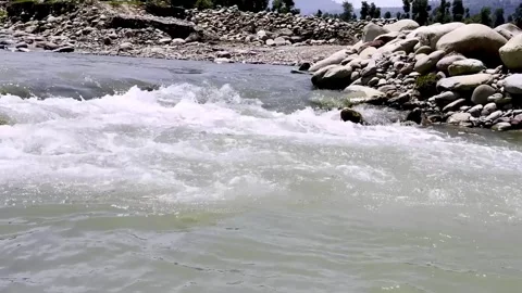 Clean River Water Flowing Through Pristine Natural Landscape Видео 339531709