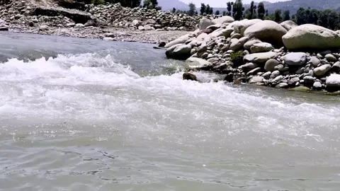 Clean River Water Flowing Through Pristine Natural Landscape Видео 339531847