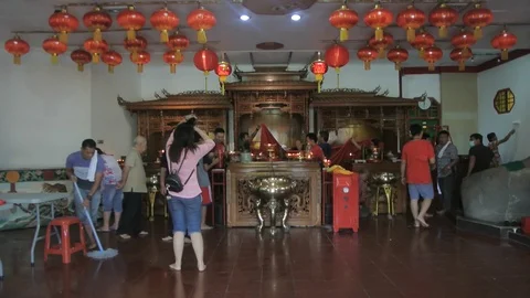 Clean A Room In A Buddhist Temple Stock Footage 121698413
