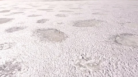 Clean Saline pattern texture. Large salt lake. Big Saline. Aerial drone top down Stock Footage 128678546