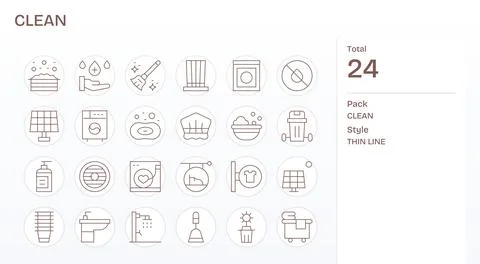 Clean Scalable Vector Set featuring 24 Pixel Aligned Thin Line High Resolut.. Stock Illustration