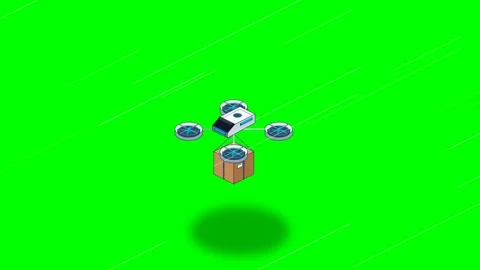 Clean Scifi Isometric Delivery Drone Greenscreen Video stock 344877496