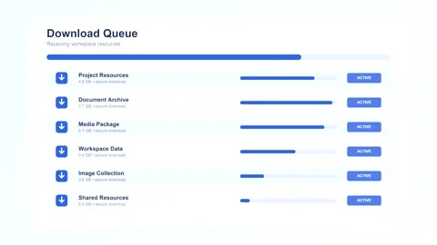 Clean screen recording of download queue progress bar in 4K 库存影片 346567921