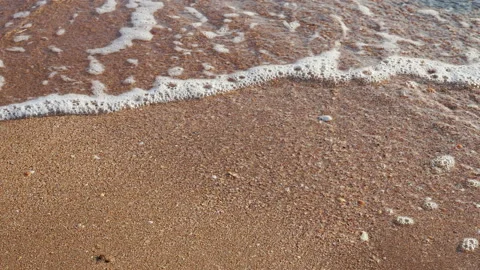 Clean sea waves breaking on sandy beach Stock-Footage 157166893