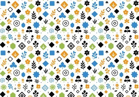 A clean seamless vector pattern, graphic mix of geometric shapes Stock Illustration