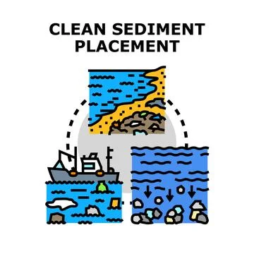 Clean sediment placement operation protecting beach environment concept Stock Illustration