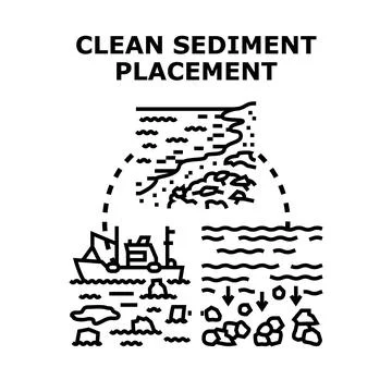 Clean sediment placement operation protecting beach environment concept Stock Illustration
