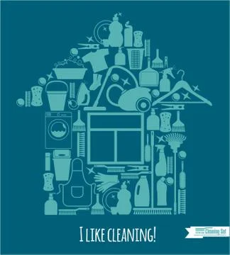 Clean set in form house Stock Illustration