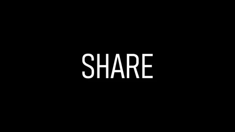 Clean share text animation in white on a dark black screen. Simple motion g.. 스톡 동영상 313381978