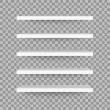 Clean shelf on wall. Empty store stand in the supermarket, front view Stock-Illustration