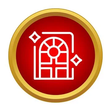 Clean shining window icon on red gold circle Stock Illustration