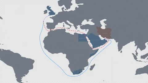 Clean Shipping Blockage Disruption Map Base Stock Footage 332042979