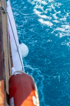 Clean shoot from ferryboat while sailing at blue open sea Stock-Fotos