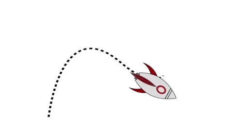 Clean simple style rocket flight trajectory animation for games, apps, and .. Stock Footage 321391691