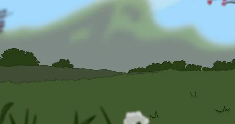 Clean sky over green field with mountain on the background Stock Footage 244726953
