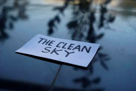 The Clean Sky text concept. Ready Text for environment earth day concept Stock Photos