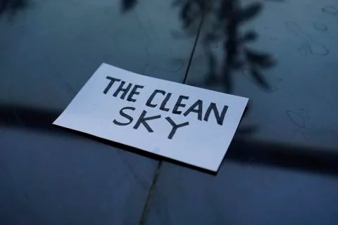 The Clean Sky text concept. Ready Text for environment earth day concept Stock Photos