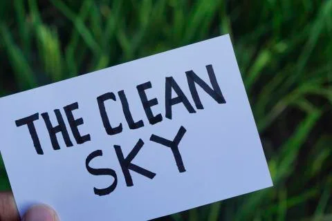 The Clean Sky text concept. Ready Text for environment earth day concept Stock Photos